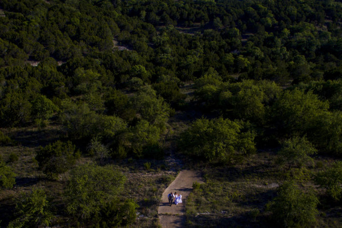bride groom drone photography