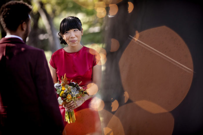 austin tx wedding ceremony red dress