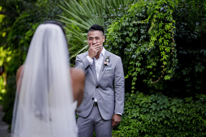 groom sees bride first time