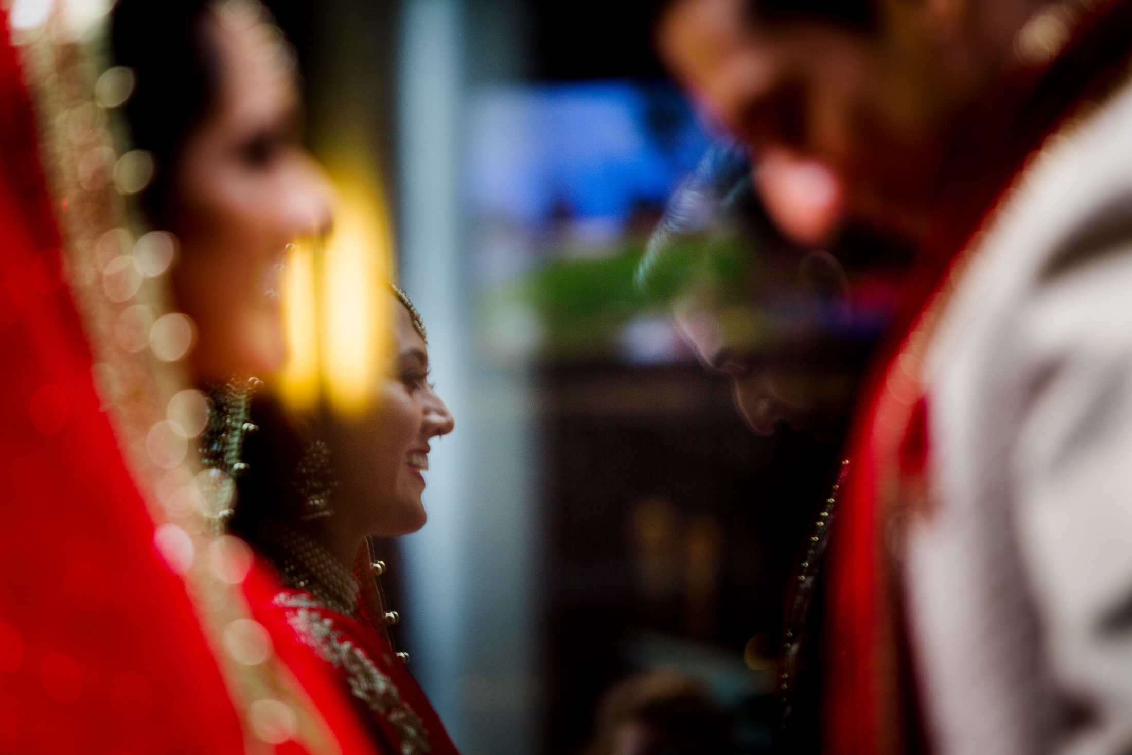 indian first look houston wedding reflection