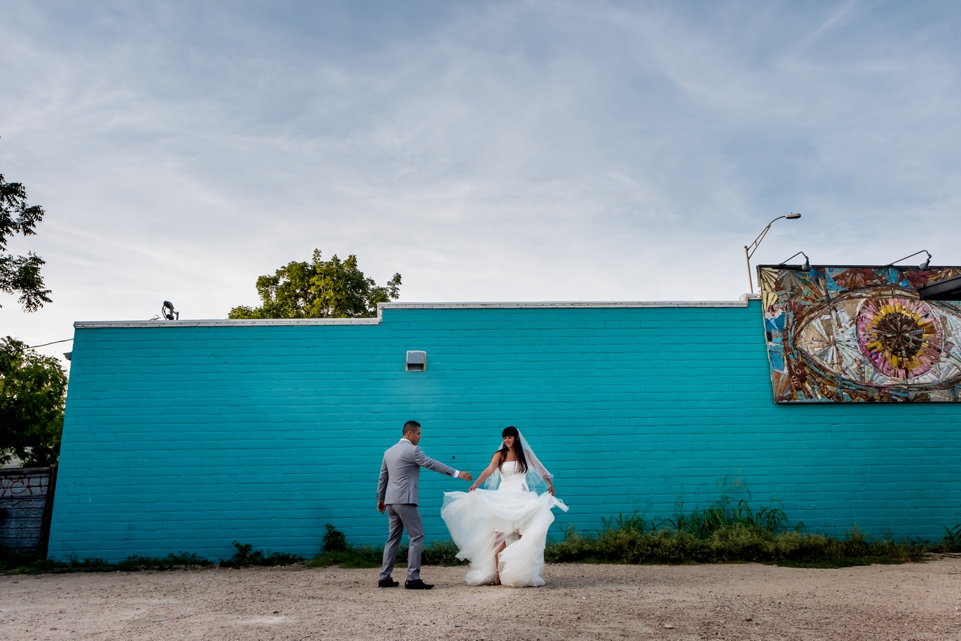 Bride and groom portraits in Downtown Austin