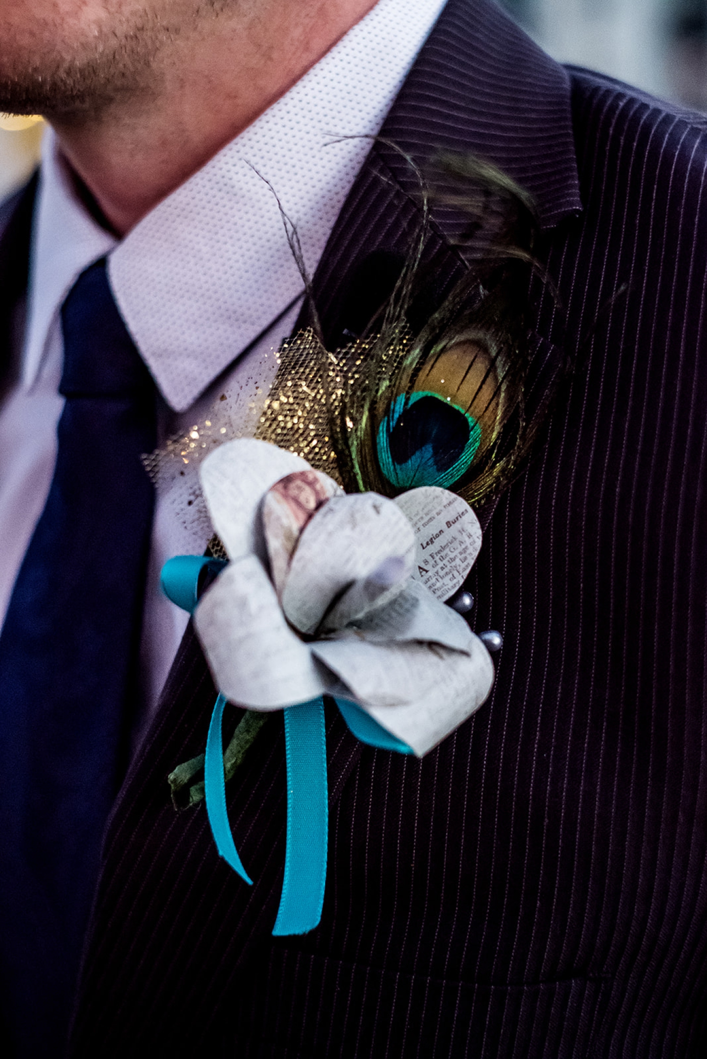 Peacock feather wedding details