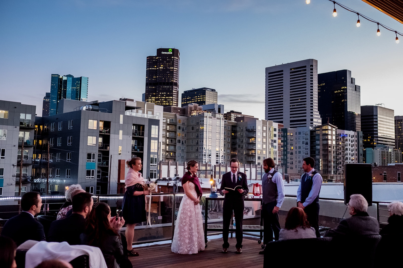 Rooftop wedding ceremony at 2127 Larimer in Denver