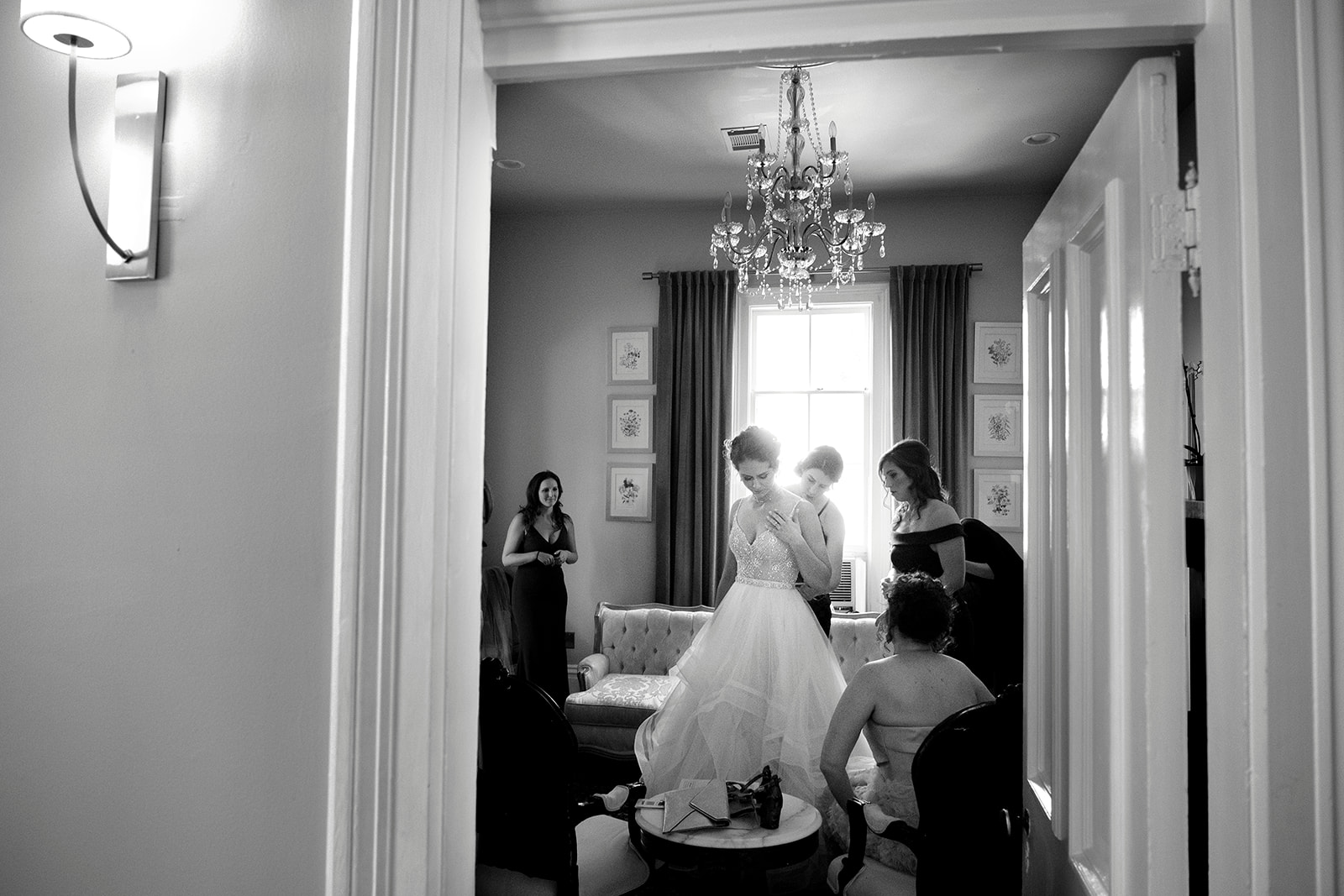 Bride and groom getting ready at The Allan House